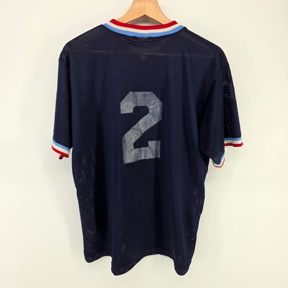 Evans Anaheim Angels Jersey Mens L Navy Blue Vintage 90s Mesh Wing Logo Baseball